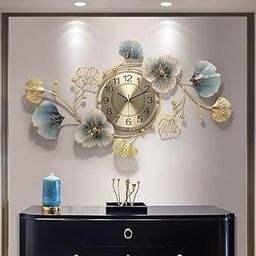 RIZIK STORE® Metal Wall Hanging Floral Handmade Wall Clock Multicolor Ticking Sound for Bedroom/Drawing Room/Hall/Dining Room (36”x21”) (Design 2)-18
