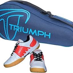 Gowin Badminton Shoe Power White/Red Size-5 with Triumph Badminton Bag 302 Navy/Sky-image-65