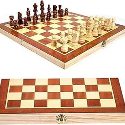 KIVANTO Wooden Chess Board Set 13x13 Inch | Foldable Non-Magnetic Chess Board Set for Adults and Kids | Classic Travel Wooden Chessboard Set (13x13 Inch)-picture-6