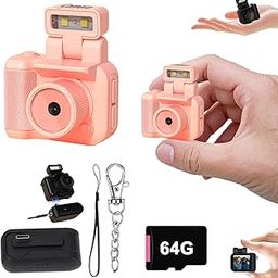 Gsnagole Retro Snap Camera，Mini Nostalgic Vintage View Camera，Tiny Snaps Camera，Keychain Digital Photo Camera，Llavero Mini CáMara Retro，1080p Hd with Led Flash Light (Pink 64G)-14