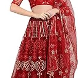 Maroon Color Embroidery Net Fabric Lehenga Choli With Dupatta For Womens-image-84