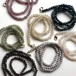 Crystal Beads Face Mask Holder Beaded Women's Lanyard, 7 Colour Made in India, Hand Made Decorative Combo of 7 Pices Fashion Necklace, Holds Your Mask Around Your Neck 20" Long-image-2