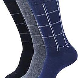 SocksXpress Men's Checks Cotton Crew - Black, White, D.Grey (Pack of 3)-image-96