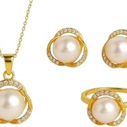 Triangle Pearl Combo Set, pendant | Necklace, Ring and Earring Combo Pack | Gift for Love | Accessories for Women-image-45