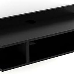 SS.COLLECTION Wall-Mounted TV Cabinet, Black Wooden Shelf with Storage Compartments, TV Stand Organizer for Living Room-picture-29