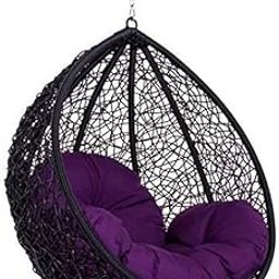 OUTAREA Single Seater Alloy Steel Swing Chair,Hanging Hammock Swing Chair/Jhula Without Stand & Cushion for Indoor,Outdoor,Balcony,Home,Patio, Balcony, Garden(Black+Purple)-picture-15