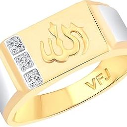 Lord Allah CZ Gold and Rhodium Plated Alloy Gents Ring for Boys and Men - [VFJ5034FRG]-image-33
