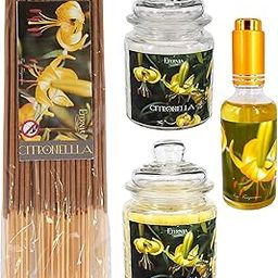Citronella Combo – 2 Packs of Agarbatti, 2 Luxury Scented Candles (White & Yellow) & 100% Pure Citronella Essential Oil | Mosquito Repellent & Aromatherapy Set for Home, Office & Outdoor Use-9