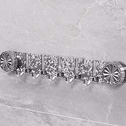Decorative Wall Hook Rack, 40cm Camouflage Pattern, 5 Chrome Hooks with Floral End Caps-image-36