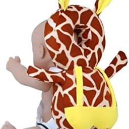 KIDVYANSHI Head Protector Cushion Plush Soft Toy Early Learning Toy Fall Protection Helmet Baby Head Protector Child Adjustable Shoulder Strap (Head Protector) (Giraffe-Brown)-picture-2