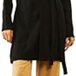 Womens Black Acrylic Knitted Open-Front Longline Shrug with Waist Tie-Up-15