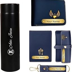 Newgenkart Personalized 5-in-1 Gift Set for Men | Customizable Wallet, Keychain, Passport Cover, Eyewear Case & Bottle | Unique & Creative Gift for Husband, Boyfriend or Employees (Blue)-image-29