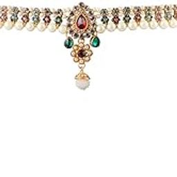 Gold Plated Pearl with Multi Color Stone Belly Chain for Women-image-50