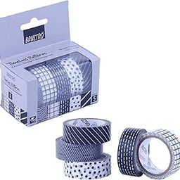 BRUSTRO Timeless Patterns Washi Tapes | Set of 5 | 15 mm x 5 mtrs | Low Tack Adhesive, Ideal for Scrapbooking, Planners, Card/Gift Wrapping, DIY, Home Decor, Art & Craft Supplies-19