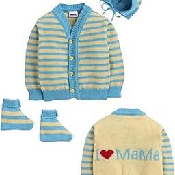 Baby Woolen Cardigan Sweater Set with Blue&Yellow Color for Baby Girl & Boy in 0 to 3, 3 to 6, 6 to 12 months in Pack of 3 with Cap & Pair of Socks-image-43