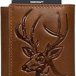 Men's Top Grain Leather Wallet with Silver Metal Card Case in Deer 3D Print | RFID Protected | 8 Card Slots Purse for Men (Tan)-image-43