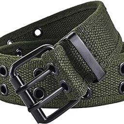 Double Grommets Belt Aesthetic Casual Pin Buckle Belt Punk Belts Canvas Belt 120cm Green-image-17
