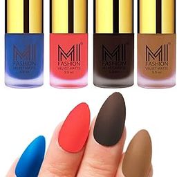 MI FASHION Velvet Matte Nail Polish Sets Long-Lasting & Waterproof 9.9ml Unique Color Navy Blue, Neon Orange, Dark Brown, Dark Nude (Pack-4)-image-65