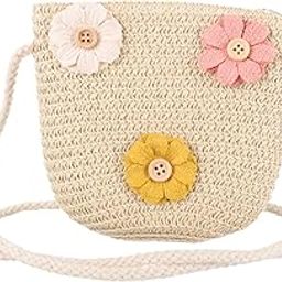 Beach Bag for Kids Straw Flower Straw Shoulder Crossbody Bag Purse Summer Woven Bag for Girls Kids Straw Bag-image-40
