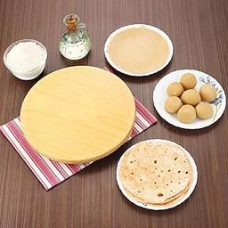 CASSIC Round Wooden Roti Maker Board, 22.5 cm Diameter, Kitchen Chapati Rolling Platform with Stand, Chakla-image-99