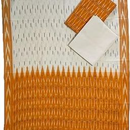 Pochampally Ikat Women Unstitched Cotton Dress Material Suit set - Yellow & Off White - VISS093-picture-13