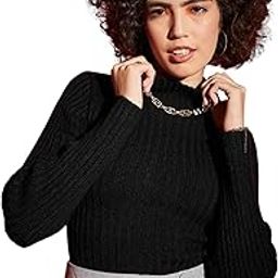 Black Rib High Neck Full Sleeves Sweater-image-87