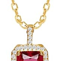 925 Silver 18k Gold Plated Ruby Red Baguette Pendant with Link Chain | Gifts for Girlfriend, Gifts for Women and Girls |With Certificate of Authenticity and 925 Stamp | 6 Month Warranty*-3