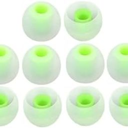 RUWEL Replacement Earphone & Handfree Silicone Rubber Medium Size 5 Pair Caps for Realme Boat Oppo Vivo Samsung One Plus Airpods, Earbuds, Bluetooth Neackband(10p Ear Pads) (White Green 5-Pair)-image-88