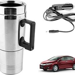 Oshotto 12V Electric Car Kettle Stainless Steel For Hot Water Tea Coffee Milk Heating Cup/Mug for Travelling Trip Honda City Ivtec (300ml) - Silver-picture-18