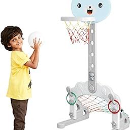 Amazon Brand - Jam & Honey Basketball/Football Set with Ball | Blue-1
