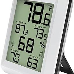 Urageuxy Digital Hygrometer Indoor Thermometer Humidity Meter with Min/Max Record, Room Thermometer with Temperature and Humidity for Home, Office, Baby Room, Kitchen, Greenhouse-image-89
