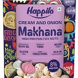 Happilo Premium Super Snack Makhana Cream & Onion 55g, Roasted Foxnut Healthy Snack Low Calorie Gluten Free and Vegan-image-64