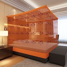 KOLAR Double Bed Mosquito Net,Flower Print Premium Machardani (6.5X6 Feet),Peach-image-26