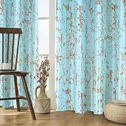Amazon Brand - Solimo Opaque Polyester Knitting Foil Window Curtains (Pack of 2, 5 Feet, Blue), Eyelet-22