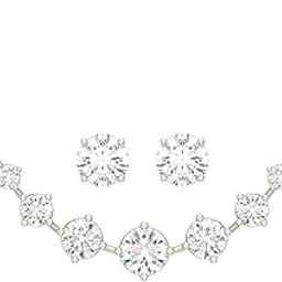 925 Sterling Silver 7 Stone Pendant Earring Chain Jewellery Set | Platinum Plated, Swiss Zirconia | Gift for Women & Girls-image-90