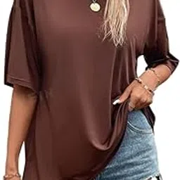 colorchakra Cotton Oversized Tshirt for Womens Down Shoulder Loose fit t-Shirt Women Baggy Style Oversize t-Short (Sizes Xs to 4XL)-picture-23