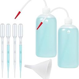 SPYLX 500ml Plastic Wash Bottle with 4pcs 3ml Droppers & 1 Funnel – Leakproof Squeeze Bottle with Red Nozzle for Lab, Tattoo Cleaning, Gardening & Chemical Dispensing – Easy to Use (2)-image-3