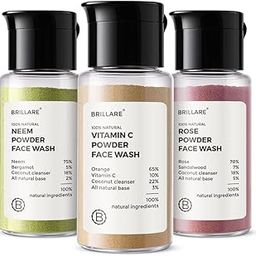 Brillare Powder face wash Combo, Neem, Vitamin C & Rose facewash, for Oily, Acne Prone, Pigmented, Ageing, Dry and Dull skin, 15 gram each-55