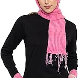 Combo Set Of Women Winter Woolen Knitted Skull Beanie Cap With Muffler/Scraf And Gloves (Design Cap)-16