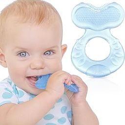 Nuby Teethe-EEZ Soft Silicone Teether with Bristles (Blue)-image-1