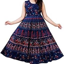 Women's Multicolor Jaipuri Rajasthani Printed Cotton Maxi Frock Long Kurti-image-8