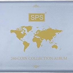 SPS Coin Collection Album – 240 Pockets | Holds Small & Large Coins | 14 Sheets | Premium Storage for Collectors | Grey-22
