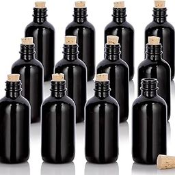 La Brea Packaging 2 oz Black Glass Bottles - 12 PACK l Choose Any Closure Top l Sprayer, Treatment Pump, Lotion Pump, Dropper, Caps, Cork (Cork Top)-image-24