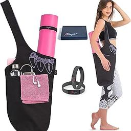 Zenifit Yoga Mat Bag - Long Tote with Pockets - Holds More Yoga Accessories. Cute Yoga Mat Holder with Bonus Yoga Mat Strap Elastics. Black and Lavender Purple Yoga Mat Bags and Carriers for Women-image-61