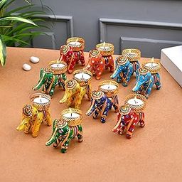 Elephant Tealight Candles Holder for Birthday, Diwali, Festival Decoration Christmas Corporate Gifts Elephant Tealight Candle Holder Home Decoration Items for Diwali (Elephant Pack 10)-image-89