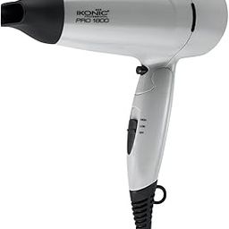 Ikonic 1800 Pro Hair Dryer Grey 2-Speed Temperature Settings with Cool Shot One Nozzle for Concentrated Airflow Spiral Device Cable Folding Design Travel Friendly, 1800W All Hair Type-29