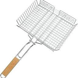 COSKIRA Non Stick Portable Stainless Steel BBQ Grill Basket Barbecue Grill Portable Folding Charcoal Camping Outdoor Garden splint barbecue Portable Grilled Meat Fish Food Vegetables Stainless Steel_-image-100