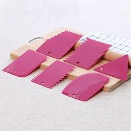 Jamboree 6Pcs Sawtooth Shaped Cake Cream Scrapper Butter Knife Kitchen Gadgets Plastic Dough Cutter Dough Scraper DIY Baking Pastry Tool Baking Comb (Plastic Pack of 6)-image-8