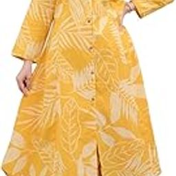 Yellow Cotton Co-ord Lounge-wear & Night-wear Set: Floral Print, Collared Neck, 3/4th Sleeves, Regular Fit for Women and Teenage Girls | Coord Set for Women and Teenage Girls-picture-19
