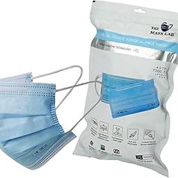 The Mask Lab - 3 Ply Disposable Mask/Respirator with Ear Loops ASTM F2100-11 (U.S.) Approved - Zipper Pouch Pack of 25-1